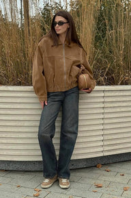 Veste zippée en suédine coupe relax