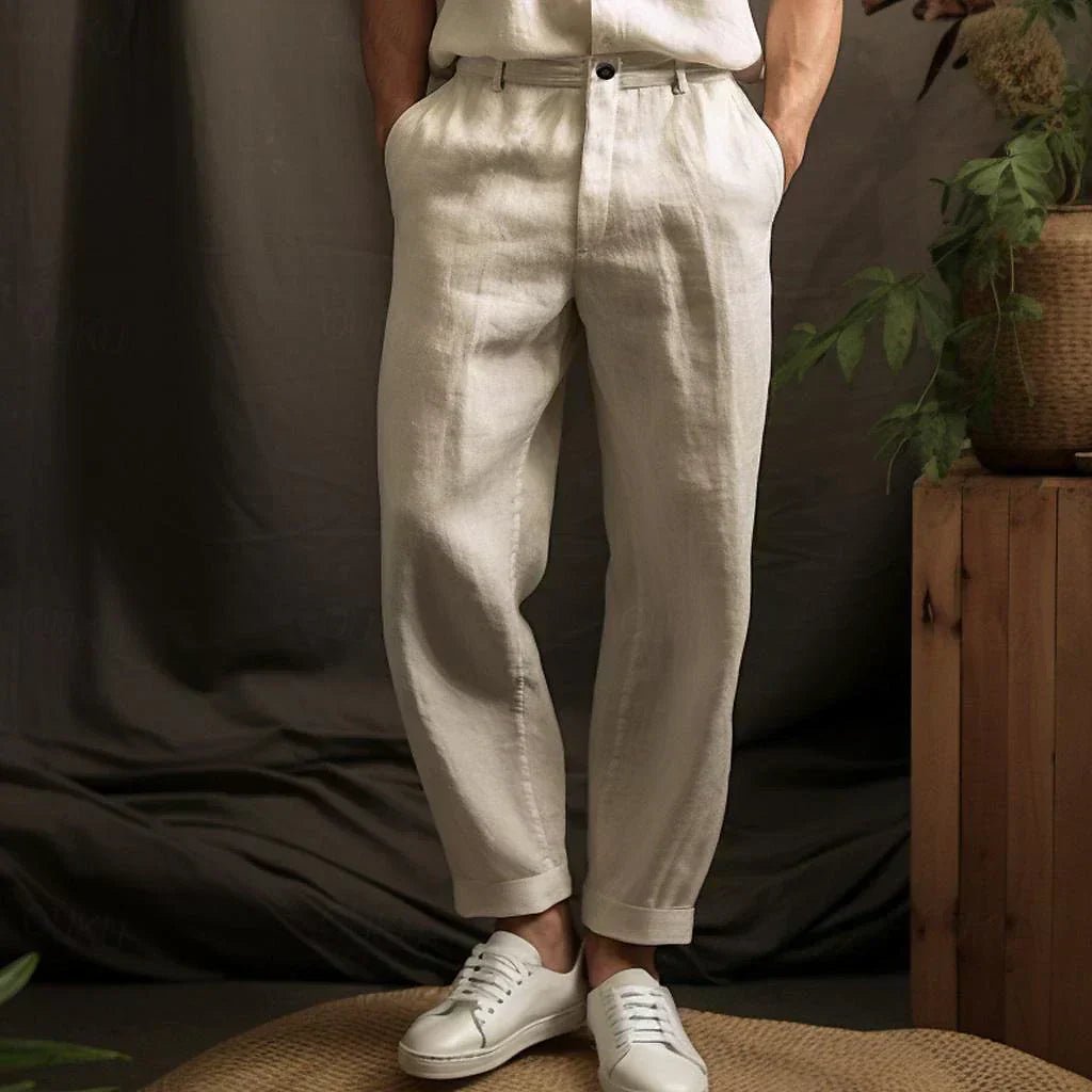 OLANE Relaxed Fit Tailored Trousers BeigeSMen's Bottoms