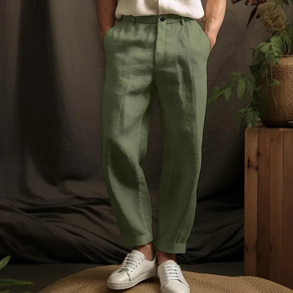 OLANE Relaxed Fit Tailored Trousers GreenSMen's Bottoms
