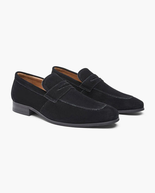 OLANE Retro Suede Penny Loafers Black38Men's Shoes