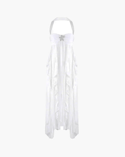 OLANE Romantic Strapless Ruffled Maxi Dress Baby PinkSWomen's Dresses