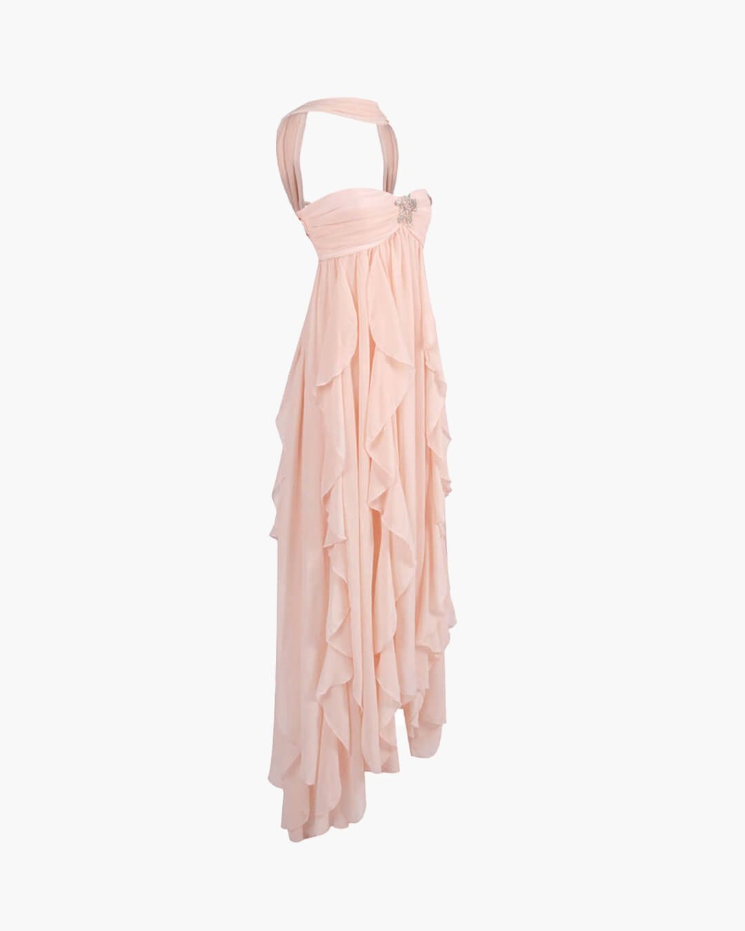 OLANE Romantic Strapless Ruffled Maxi Dress Baby PinkSWomen's Dresses
