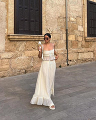 Ensemble jupe maxi froncée et top cami