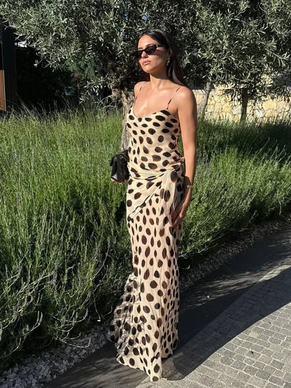 OLANE Sleeveless Printed Slip Dress with Scarf SWomen’s Dresses