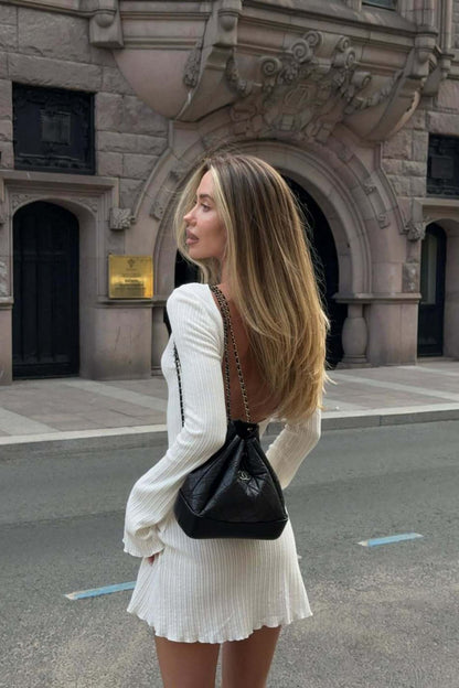 OLANE Soft Knit Open Back Mini Dress WhiteSWomen’s Dresses