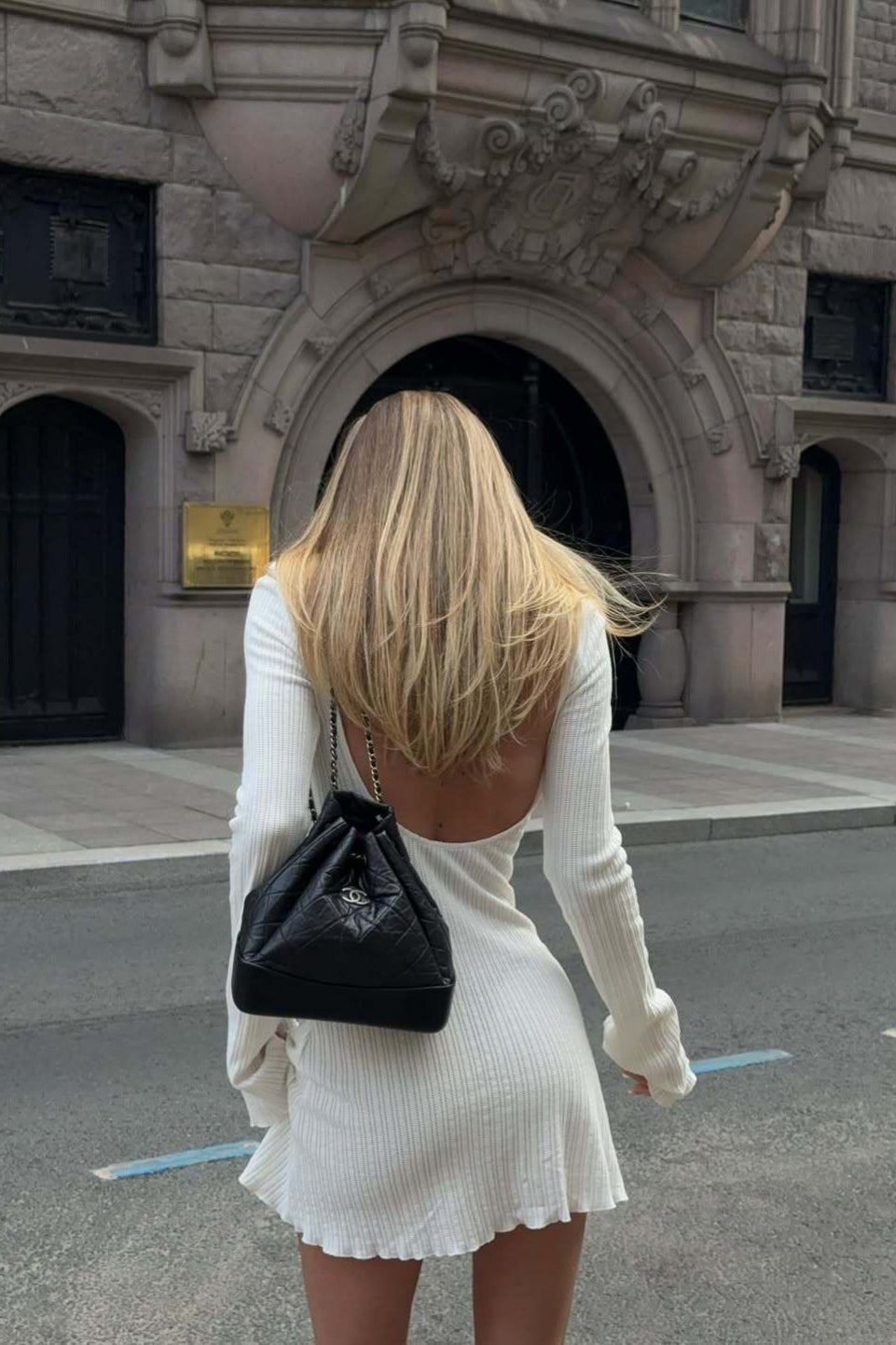 OLANE Soft Knit Open Back Mini Dress WhiteSWomen’s Dresses