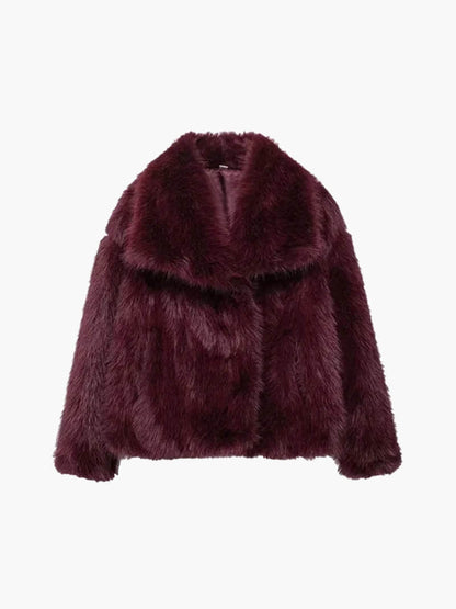 OLANE Soft Open-Front Faux Fur Coat BlackSCoat