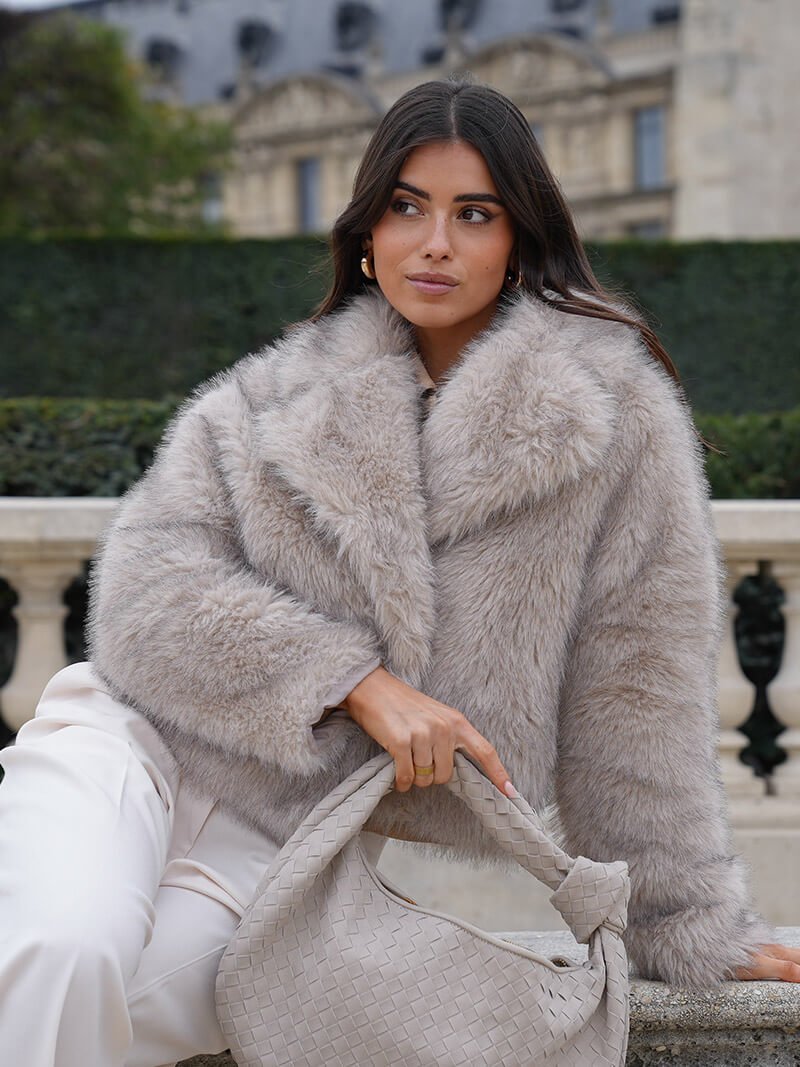 OLANE Soft Open-Front Faux Fur Coat CremeSCoat
