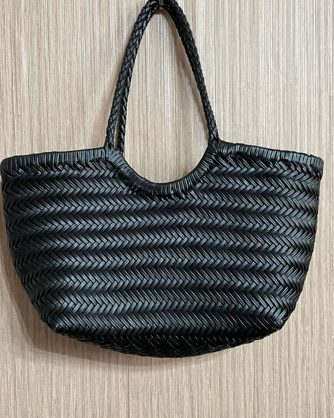OLANE Spacious Woven Leather Tote Bag BlackSWomen's Bags