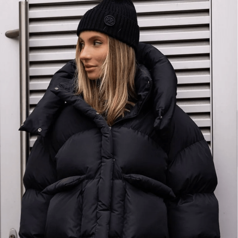 Stehkragen Kapuzen-Pufferjacke