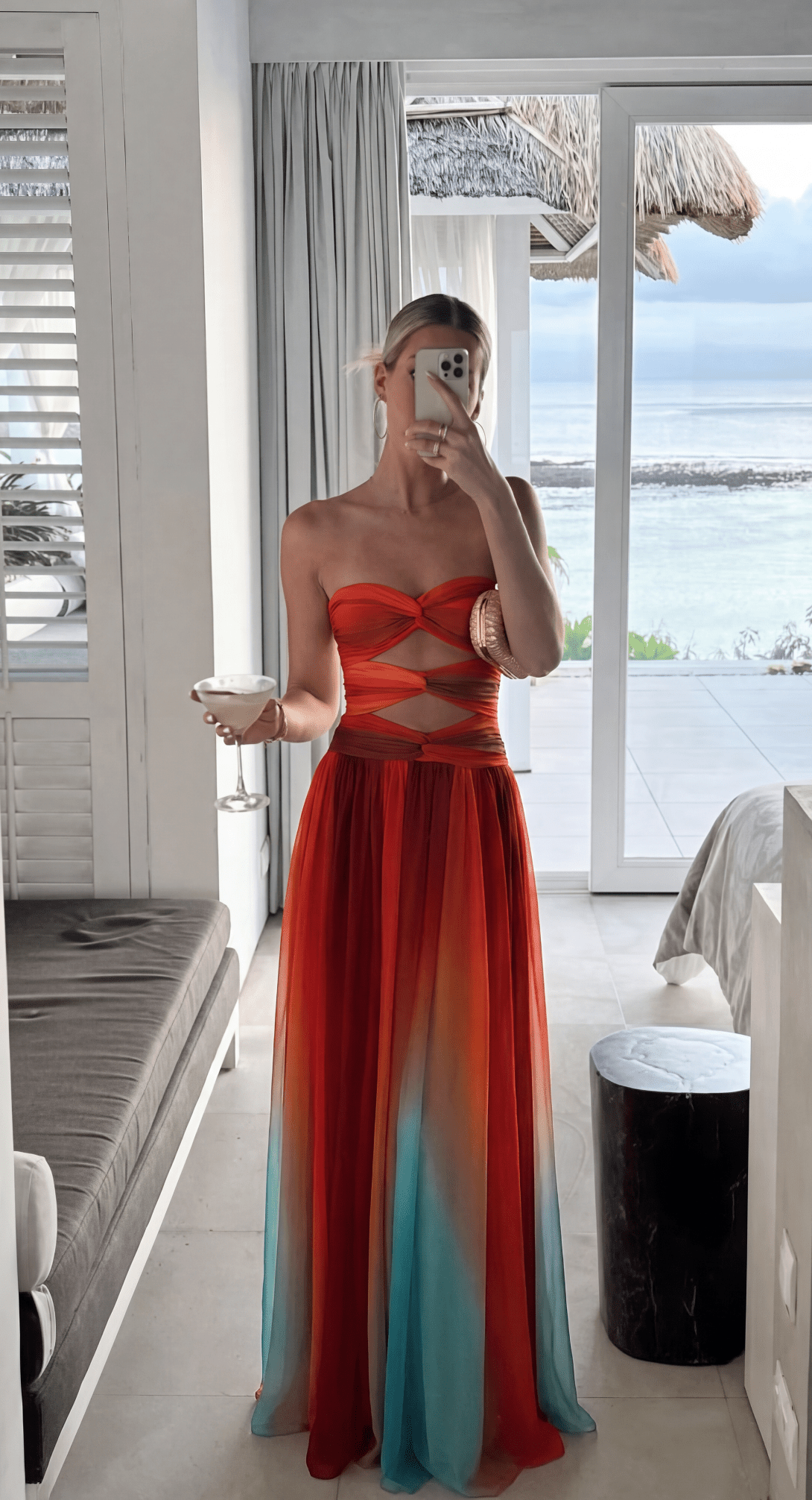 OLANE Strapless Front-Knot Maxi Dress MWomen's Dresses