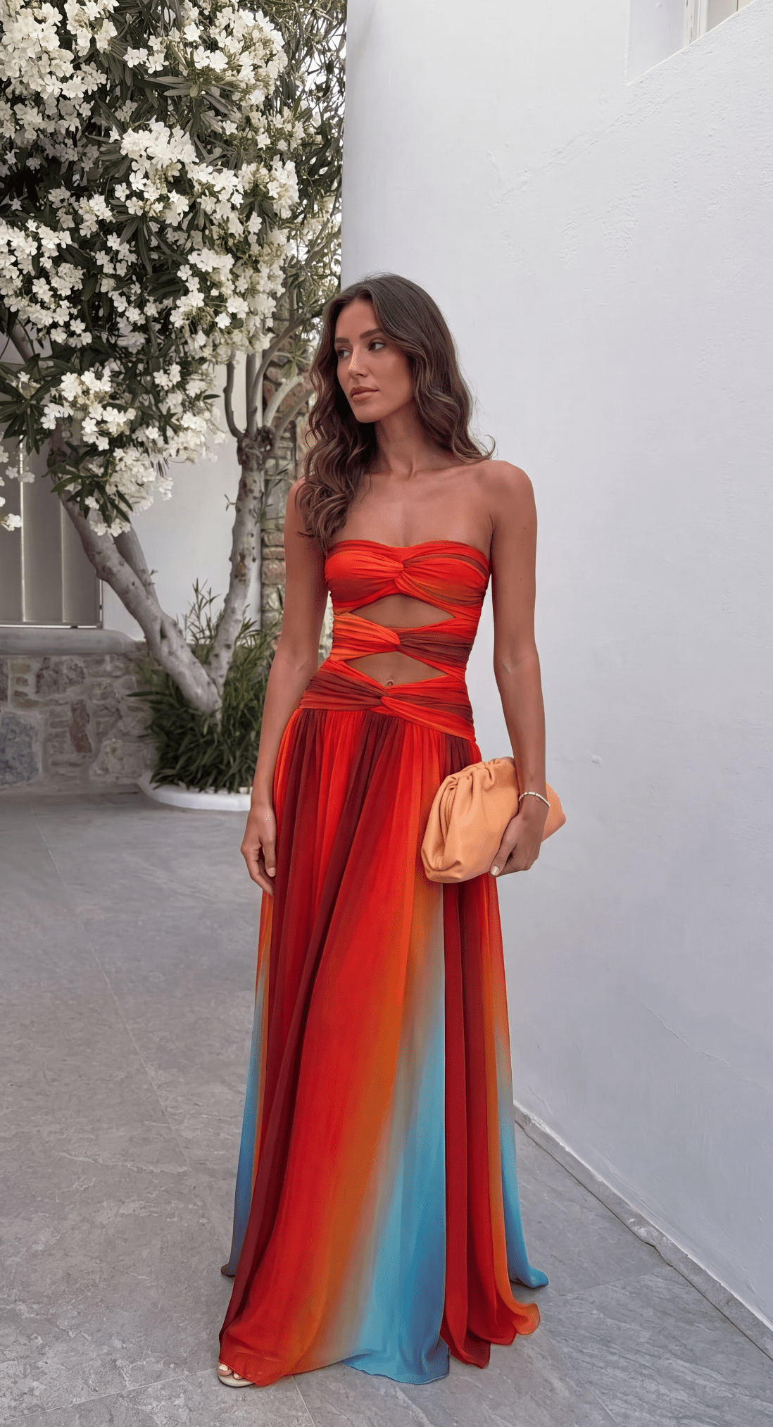OLANE Strapless Front-Knot Maxi Dress SWomen's Dresses