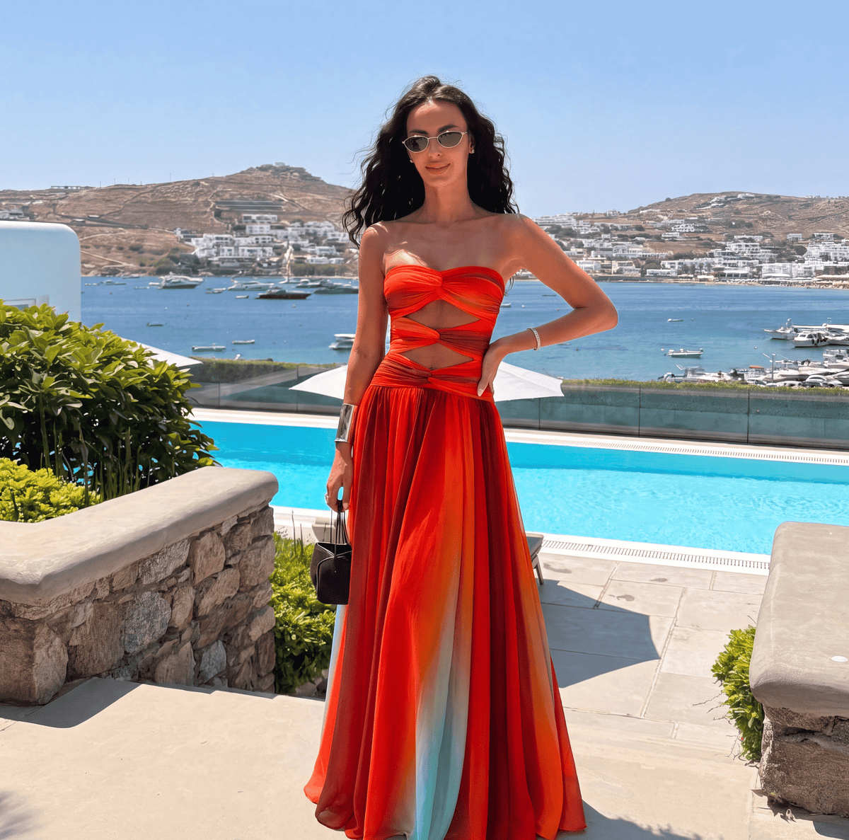OLANE Strapless Front-Knot Maxi Dress XSWomen's Dresses