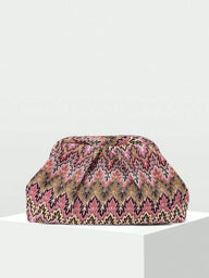 Structured Jacquard Pleated Clutch