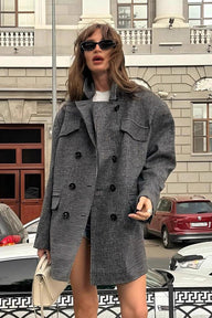 Structured Tweed Lapel Button Coat