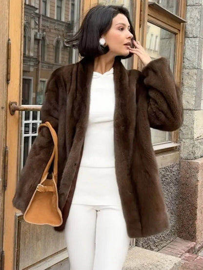 OLANE Stylish Belted Faux Fur Jacket LWomen's Coats & Jackets