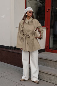 Stylish Belted Wrap Trench Coat