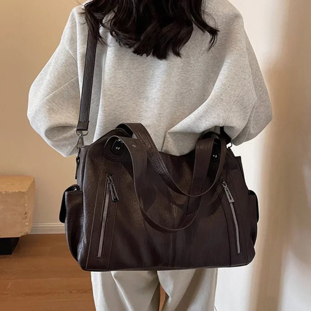 OLANE Stylish Faux Leather Shoulder Bag Dark BrownRegularWomen's Bags
