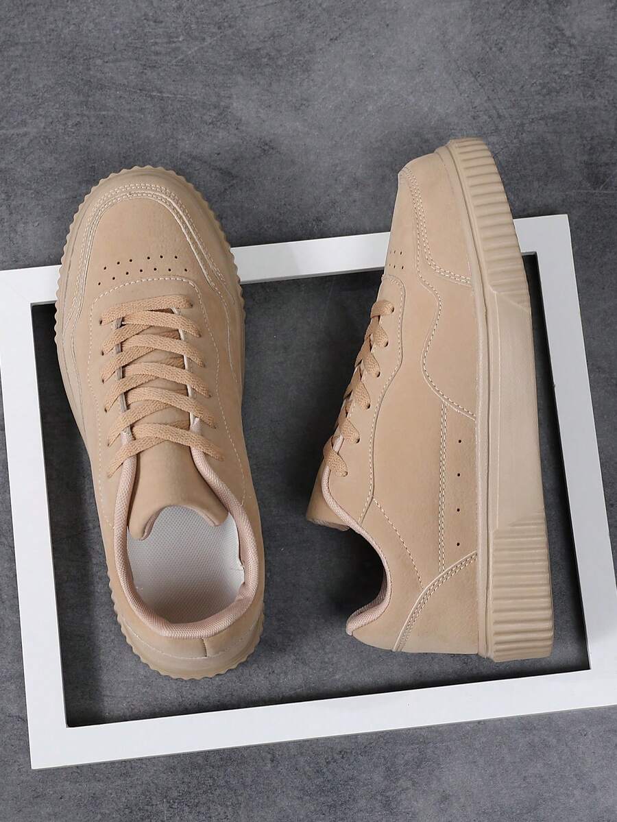 OLANE Stylish Lace - Up Suede Sneakers Brown38Men's Shoes