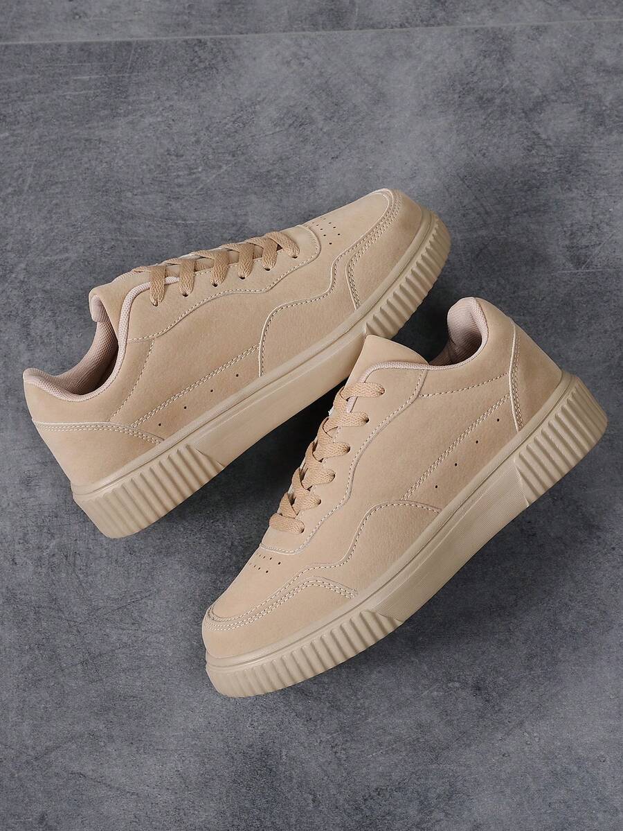 OLANE Stylish Lace - Up Suede Sneakers Brown39Men's Shoes