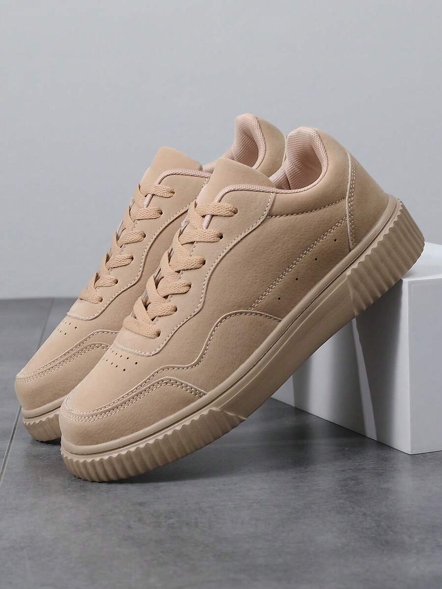 OLANE Stylish Lace - Up Suede Sneakers Brown40Men's Shoes