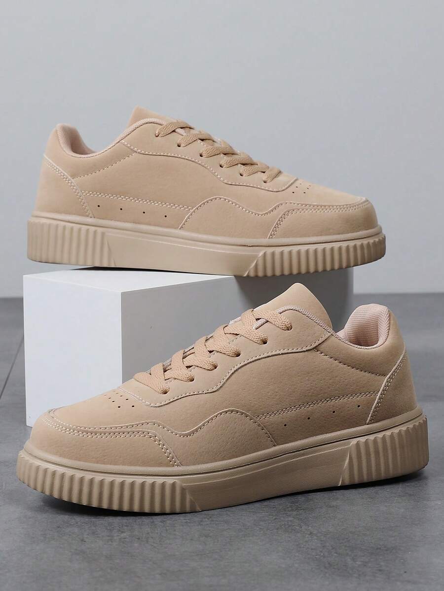 OLANE Stylish Lace - Up Suede Sneakers Brown41Men's Shoes