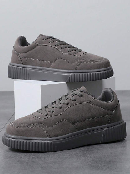 OLANE Stylish Lace - Up Suede Sneakers Grey38Men's Shoes