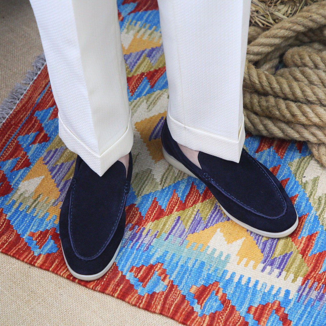 OLANE Stylish Modern Slip - On Suede Loafers Navy Blue39Men's Shoes