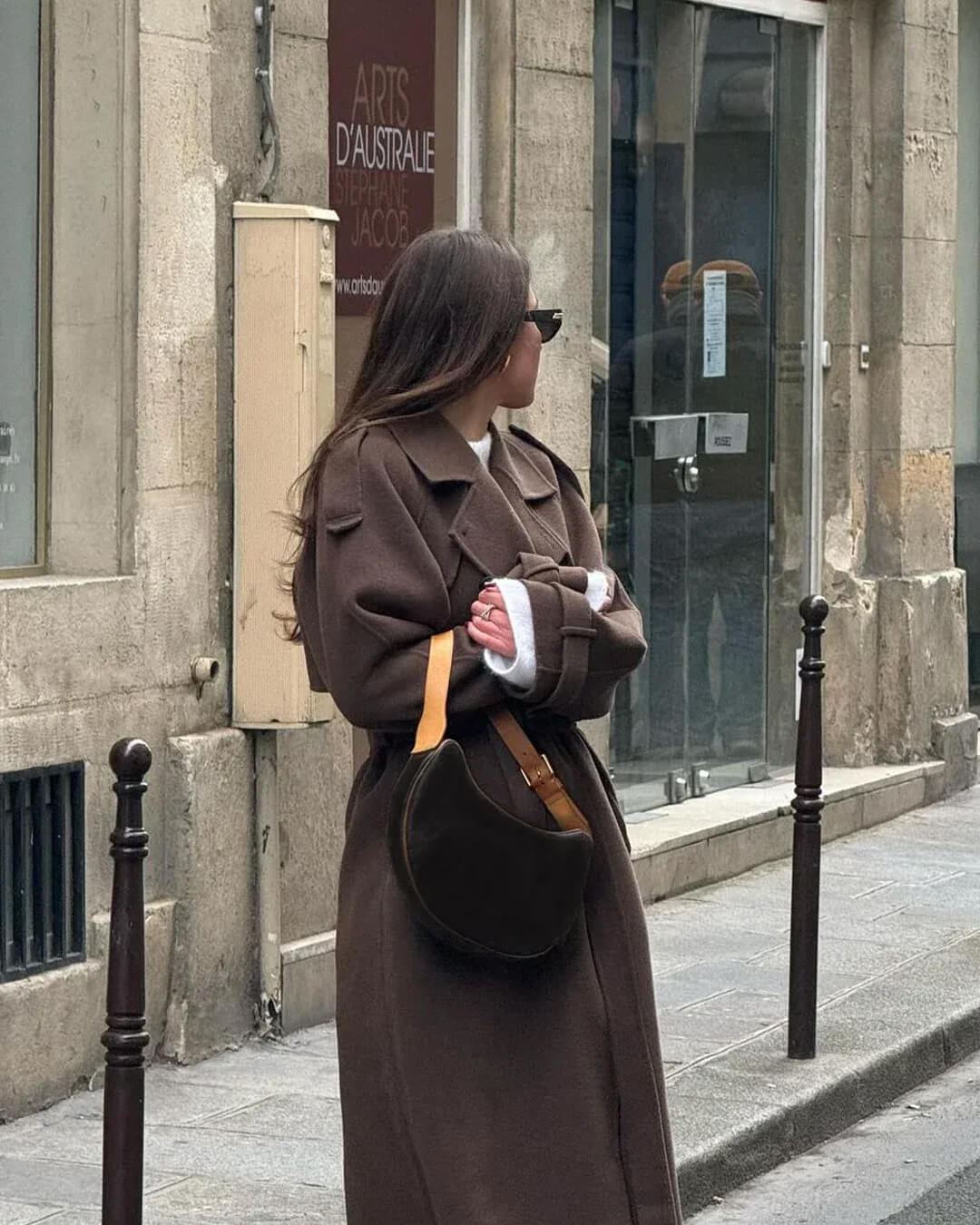 OLANE Stylish V-Neck Autumn Winter Coat BrownMWomen's Coats & Jackets