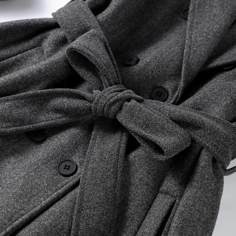 OLANE Stylish V-Neck Autumn Winter Coat BurgundySWomen's Coats & Jackets