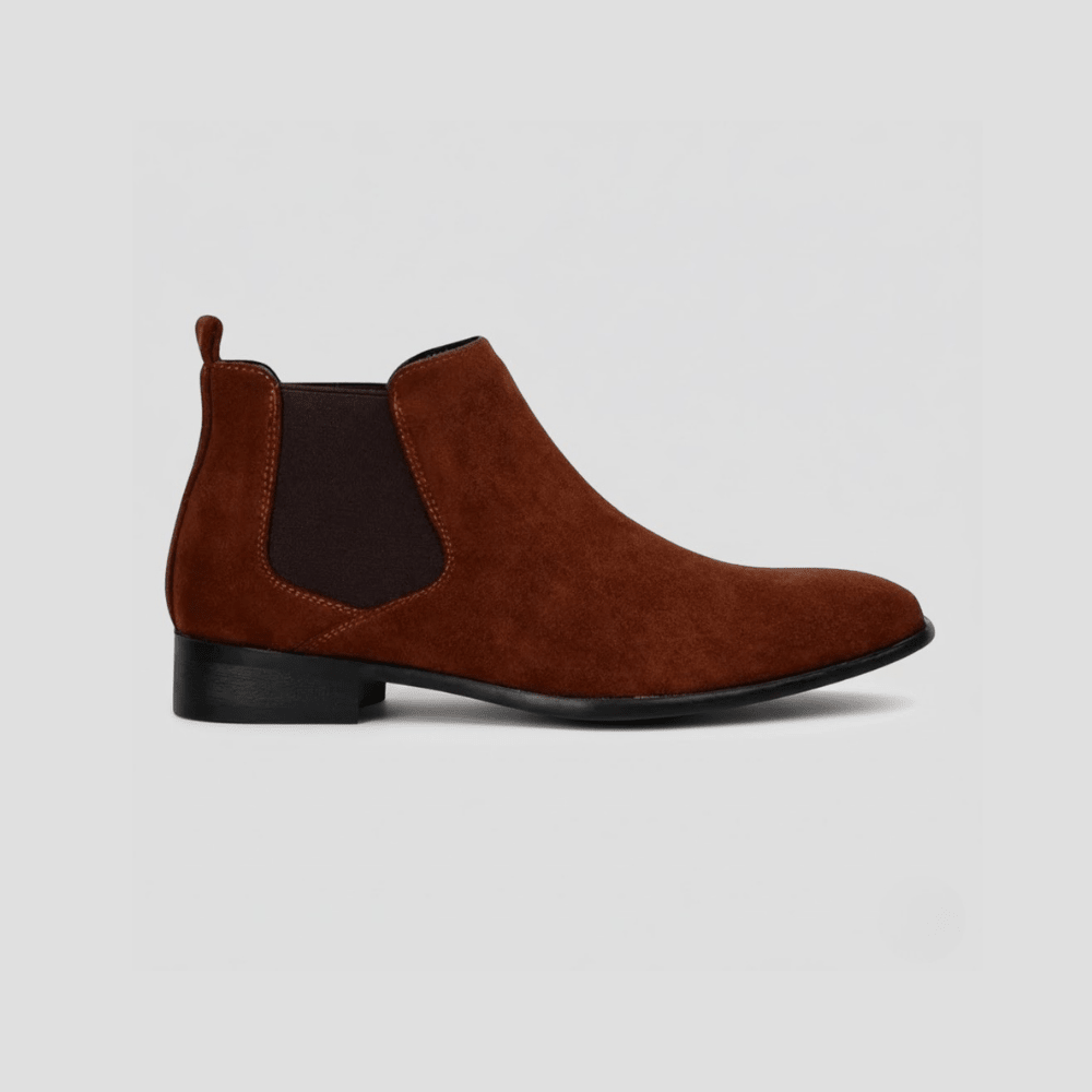 OLANE Suede Pointed Toe Chelsea Boots Brown41Men's Shoes
