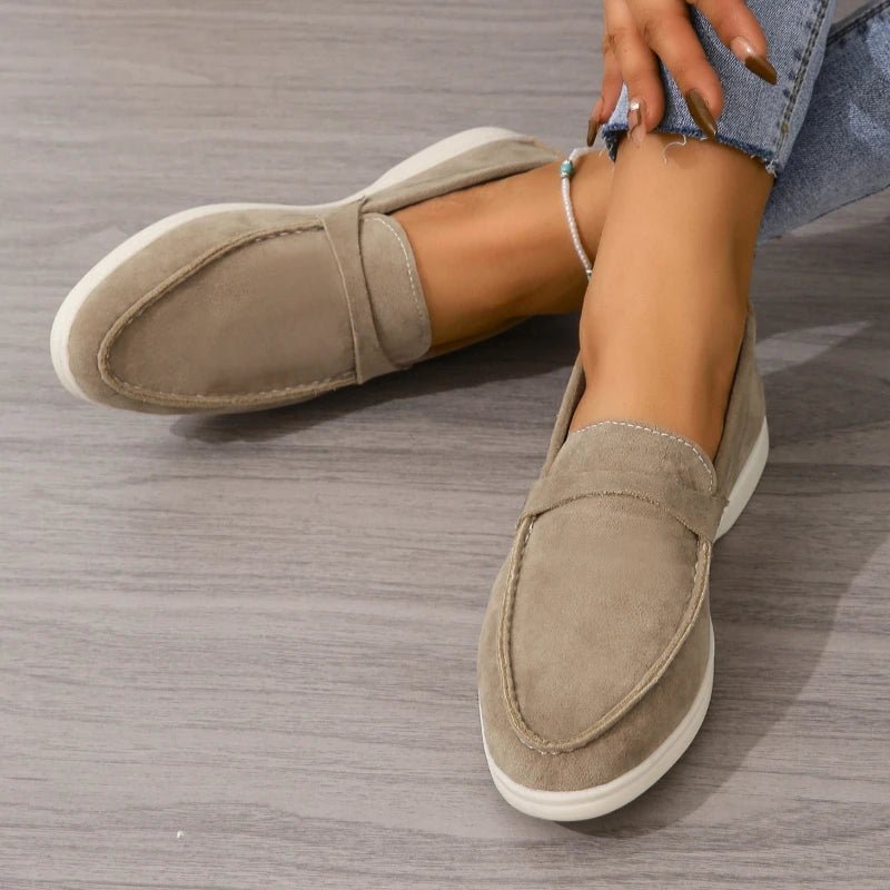 OLANE Suede Slip - On Flat Shoes Camel35Women's Shoes