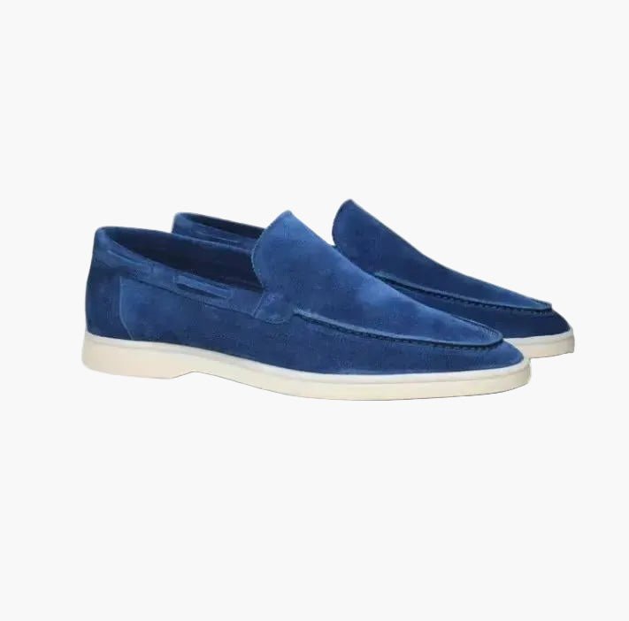 OLANE Suede Slip - On Yacht Loafers Sky Blue36Men's Shoes
