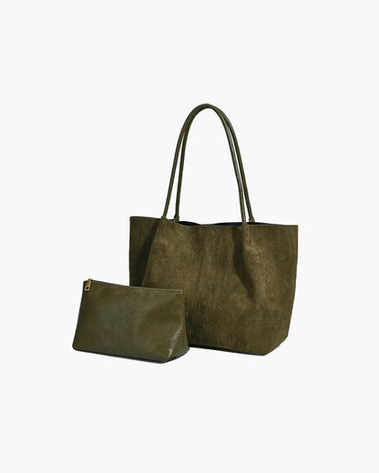 OLANE Suede Tote Bag with Pouch GreenWomen's Bags