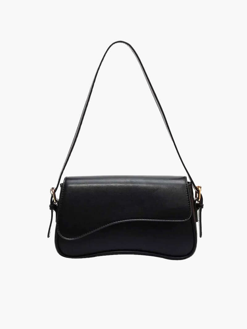 OLANE Vegan Leather Shoulder Saddle Bag BlackRegularBag