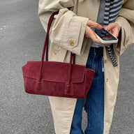 Vintage-Schultertasche aus Wildlederimitat