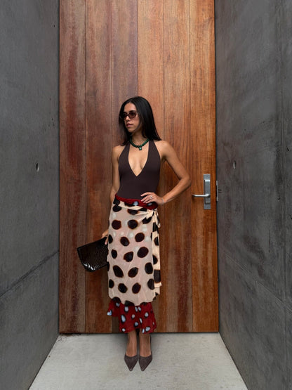 OLANE Wrap Midi Skirt Scarf Detail SWomen's Skirts