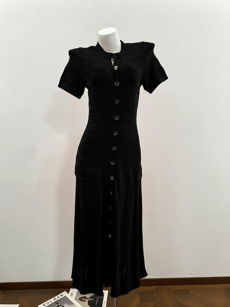 OLANE Wren Ribbed Knit Midi Dress BlackXSWomen's Dresses