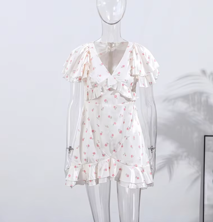 Zoe Blumen-Minikleid mit Puff-Ärmeln