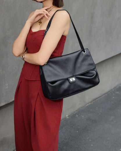 Leather Flap Maxi Shoulder Bag