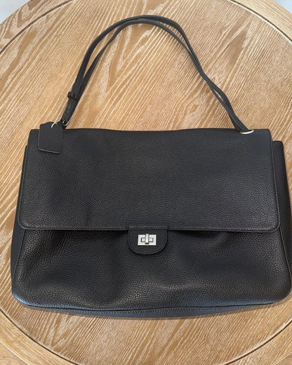 Leather Flap Maxi Shoulder Bag