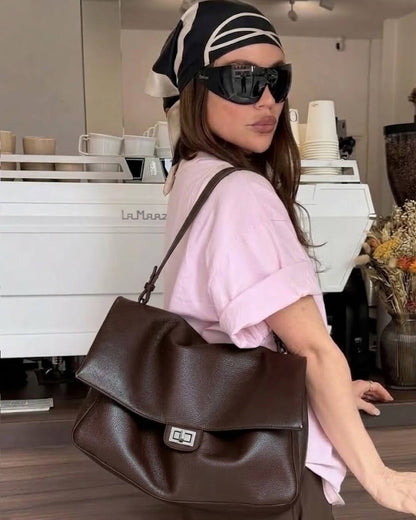 Leather Flap Maxi Shoulder Bag
