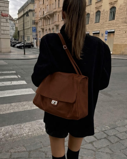 Leather Flap Maxi Shoulder Bag