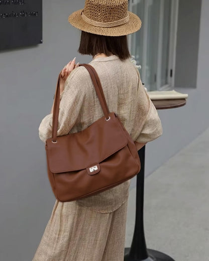 Leather Flap Maxi Shoulder Bag
