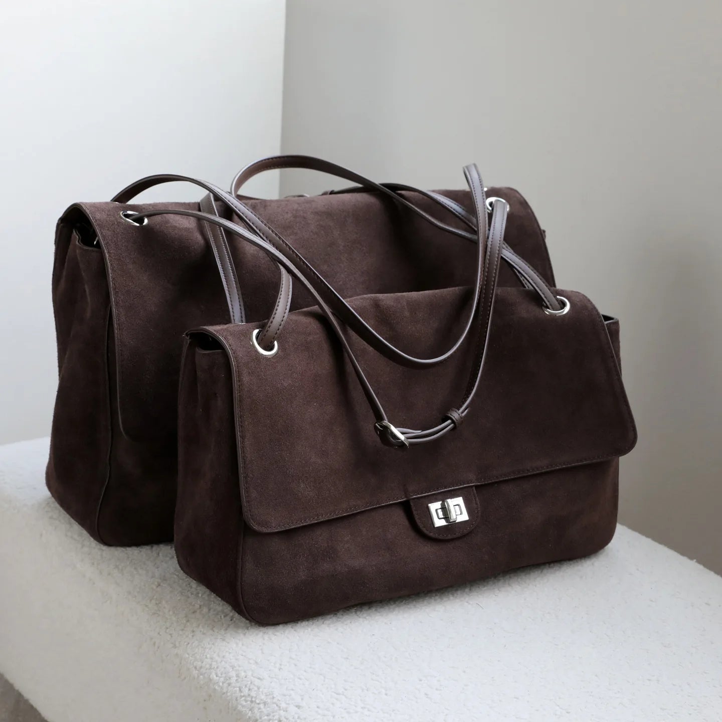 Frosted Cowhide Retro Tote Bag