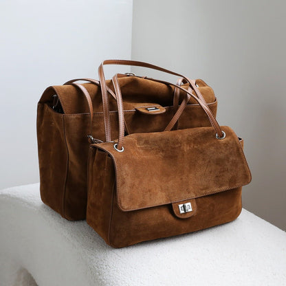 Frosted Cowhide Retro Tote Bag