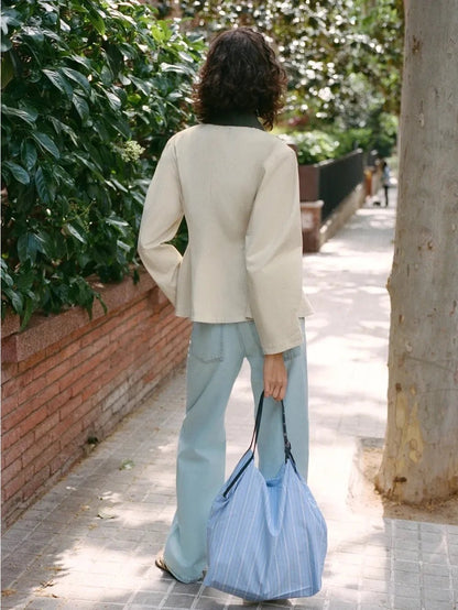 Contrast Collar Peplum Jacket