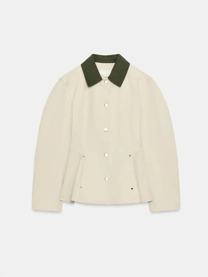 Contrast Collar Peplum Jacket