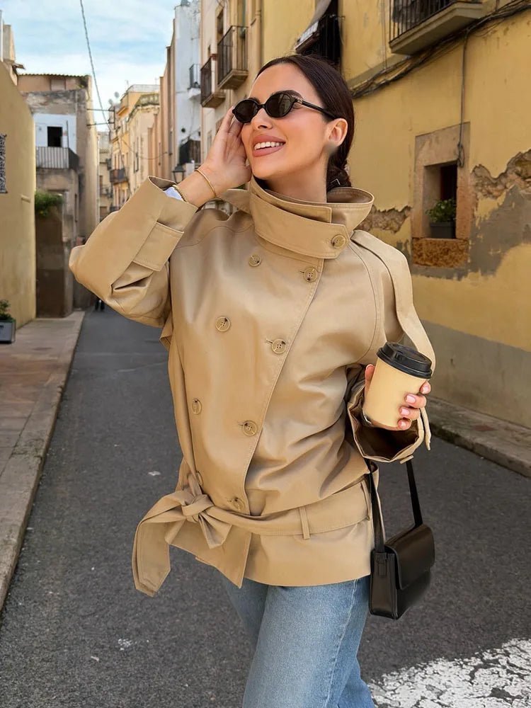 Giacca Trench Utility con Collo Alto