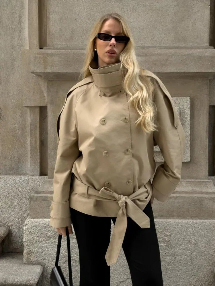 Giacca Trench Utility con Collo Alto